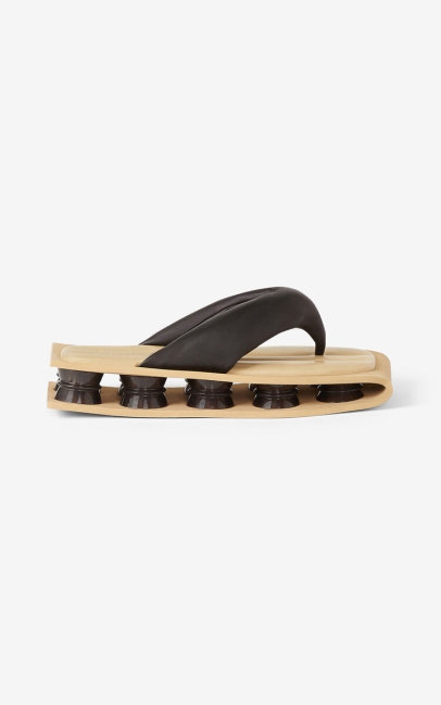 Kenzo Men Kenzori Quilted Leather Sandals Black